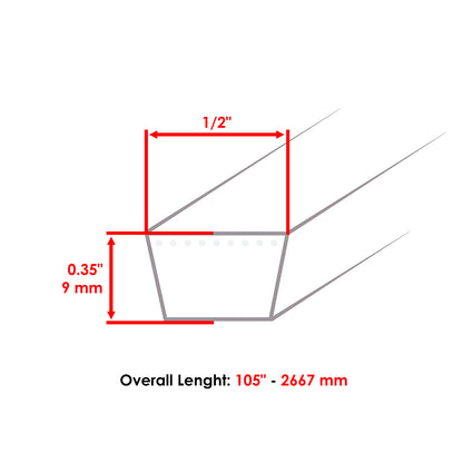 Deck Belt Replacement for Cub Cadet 301 2518-48 GT 2186-48 (954-3041)
