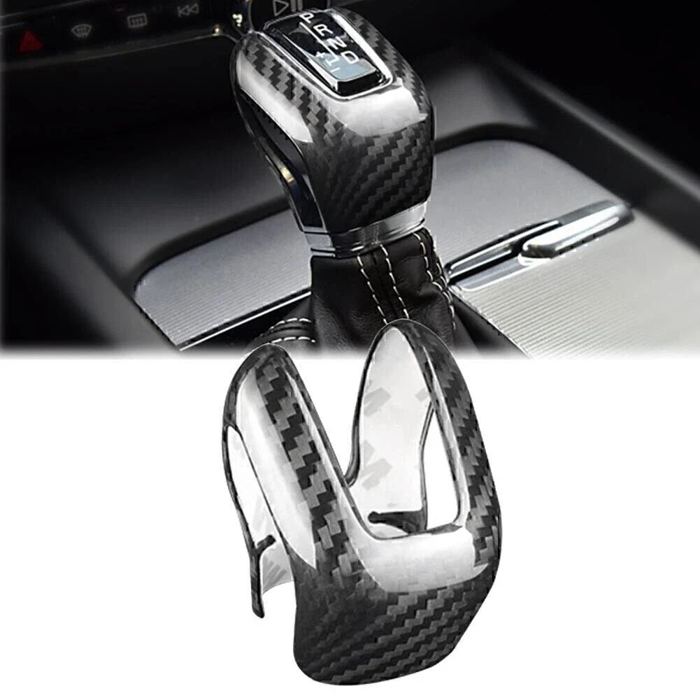 Black Carbon Fiber Gear Shift Knob Cover for Volvo XC60 XC90 S60 S90 (2010-2023)