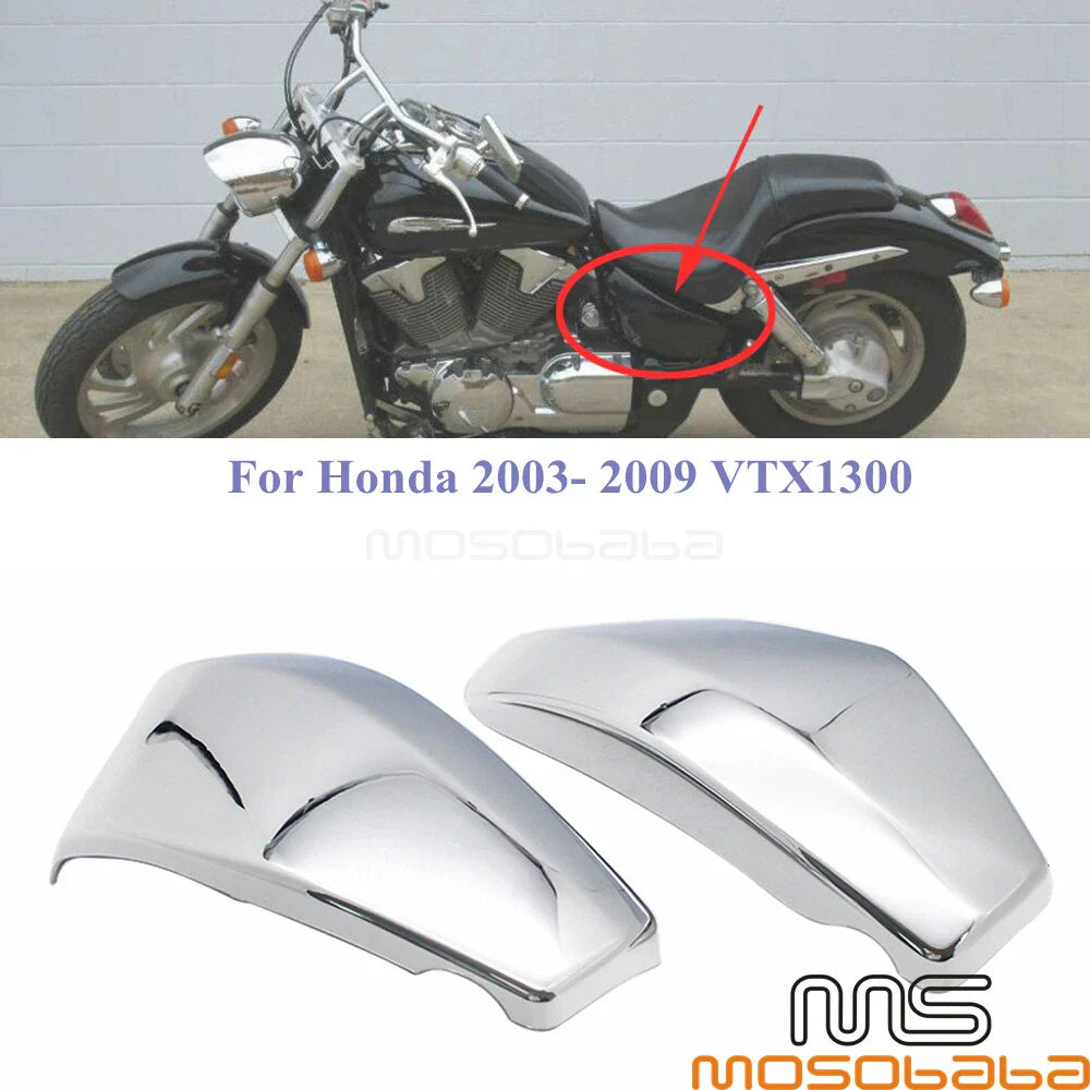 Pair Chrome Motorcycle Side Battery Covers for Honda VTX1300 (2003-2009)