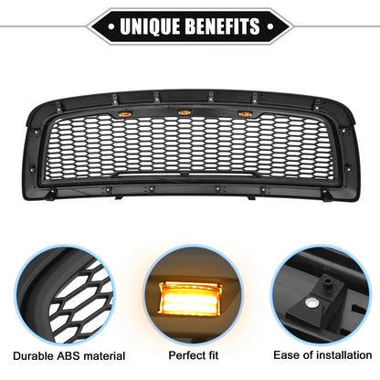 Front Grille Assembly with LED Lights for Dodge Ram 3500 (2010) Matte Black