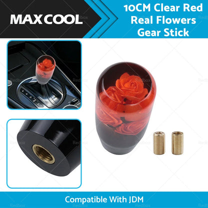 10CM Clear Red Real Flowers Manual Gear Shift Knob for JDM Cars