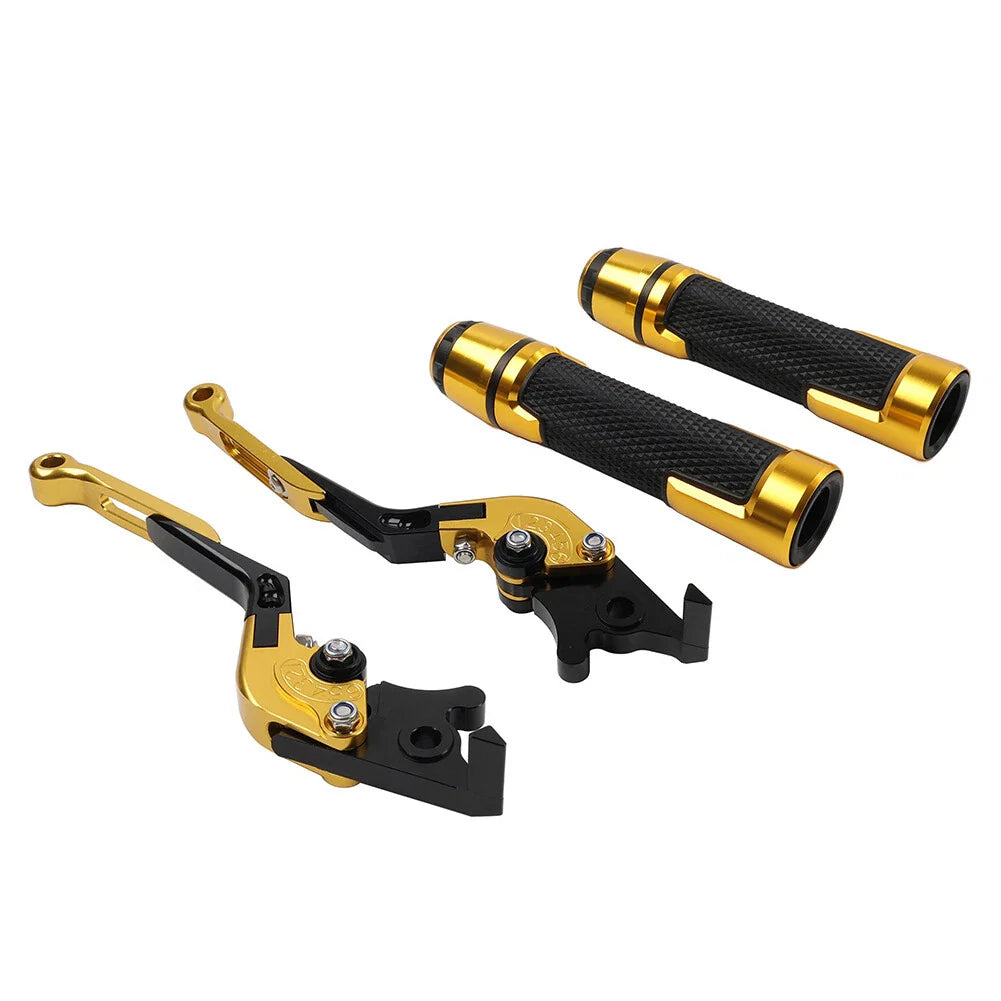 Gold Extendable Brake Clutch Lever Grip Set for BMW R1200GS R1250GS (2013-2023)