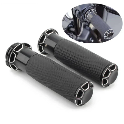 25mm Black Handlebar Grips for Harley Sportster, Dyna, Softail, Fatboy