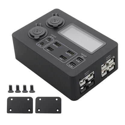 12V Power Distribution Box w/ USB Plugs & LED Display for Car, Boat, RV