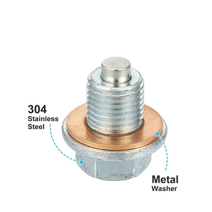 M12 x 1.25 Engine Oil Drain Plug Screws with Seal Rings for Lexus