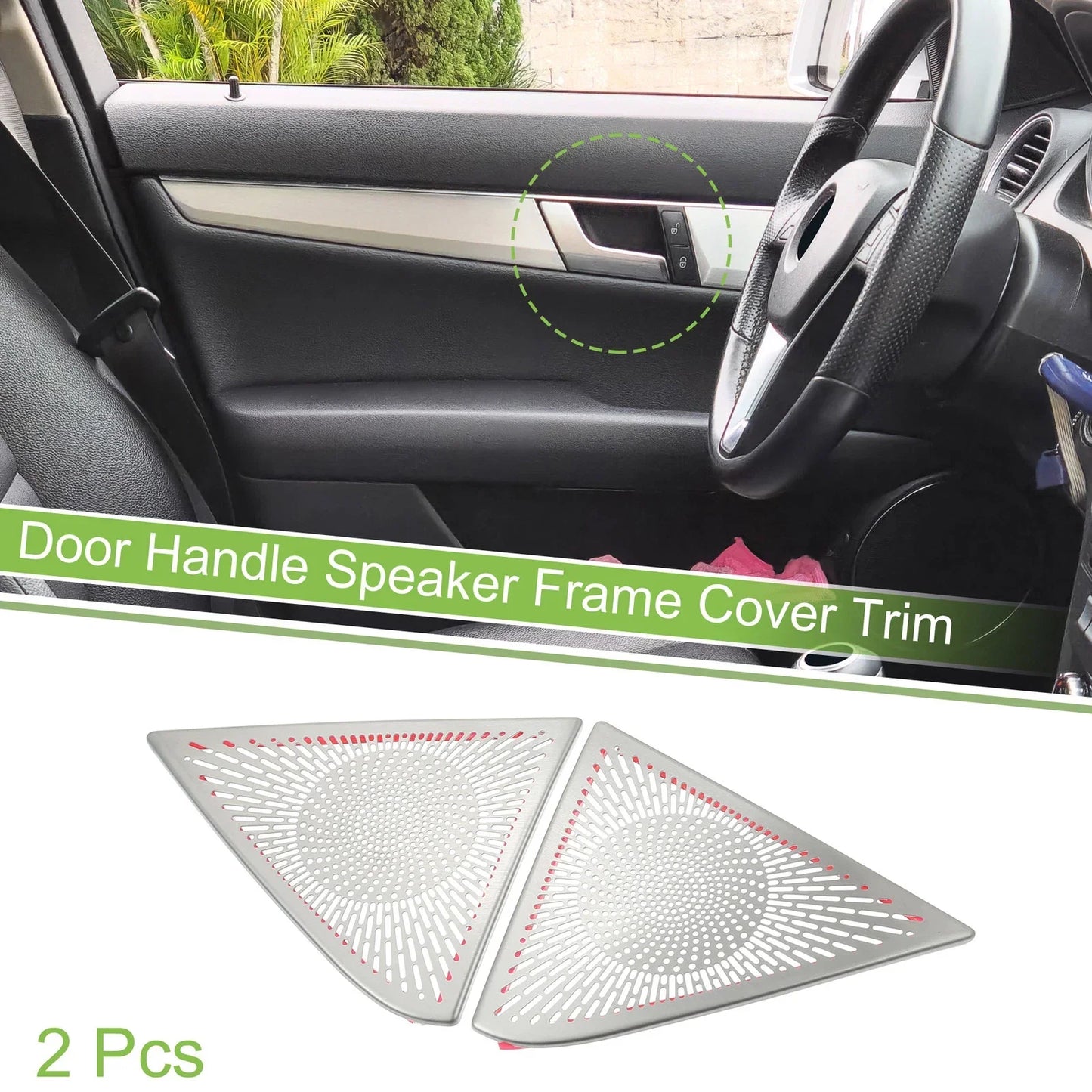 2 x Inner Door Handle Speaker Frame Covers for Mercedes Benz C Class (2007-2014)