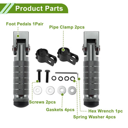 Motorcycle Foot Pegs for Honda, Suzuki, Yamaha - Titanium Tone