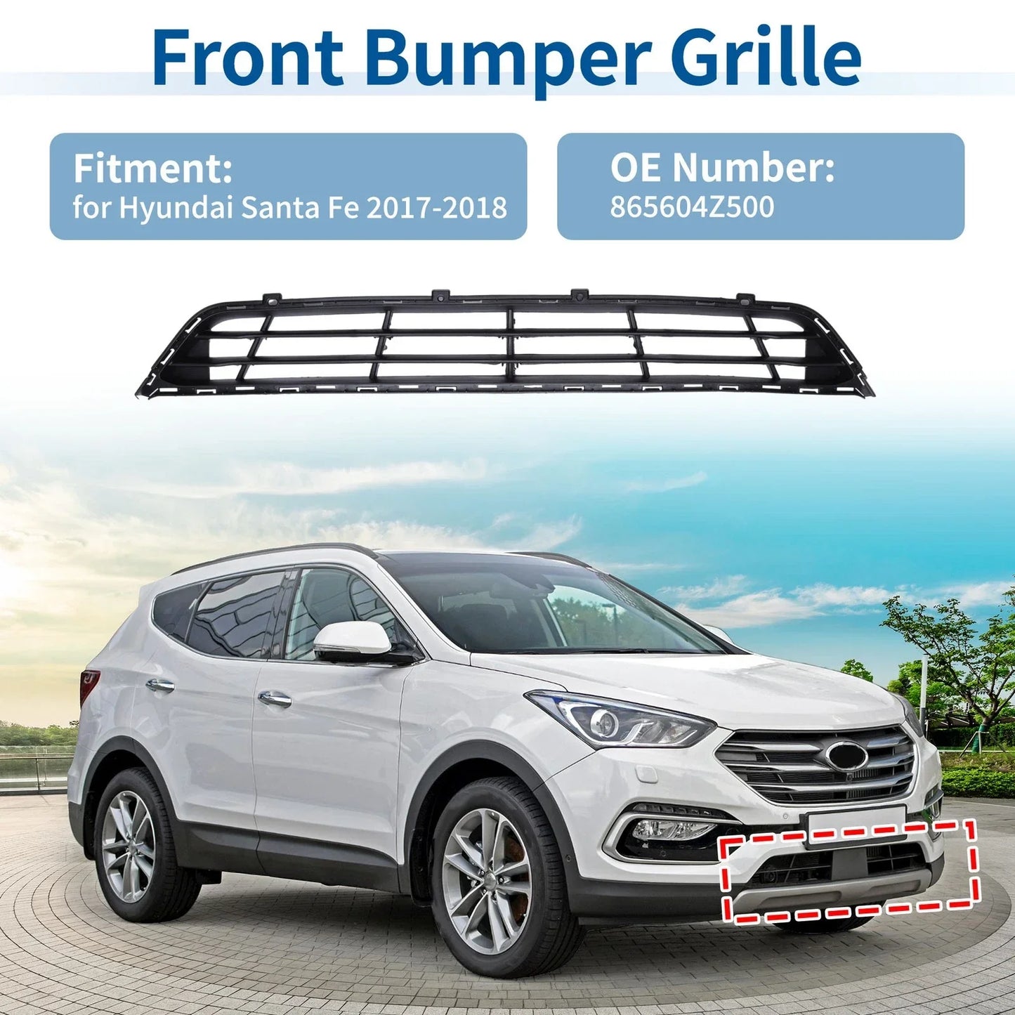 Lower Front Bumper Grille for Hyundai Santa Fe (2017-2018)