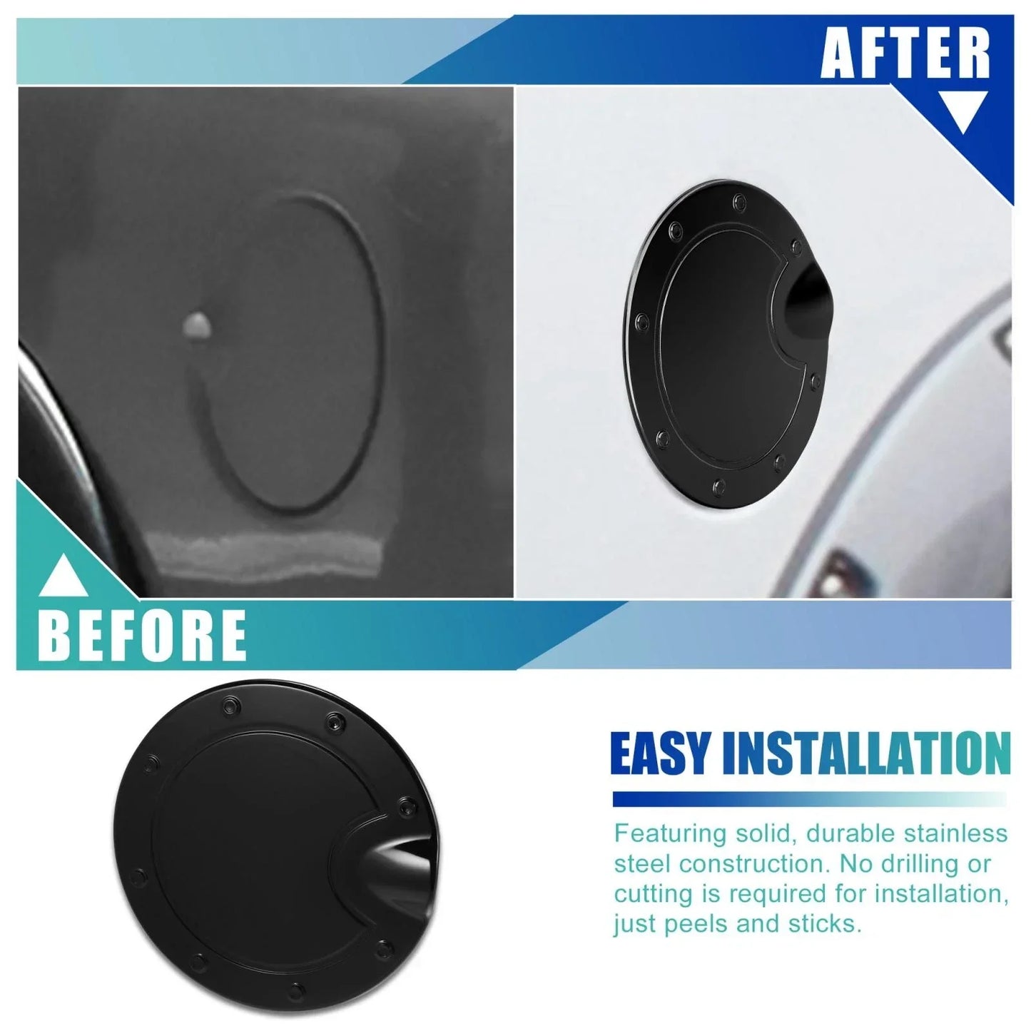 Black Fuel Tank Cover Door Gas Filler Cap for Dodge Ram (2010-2017)