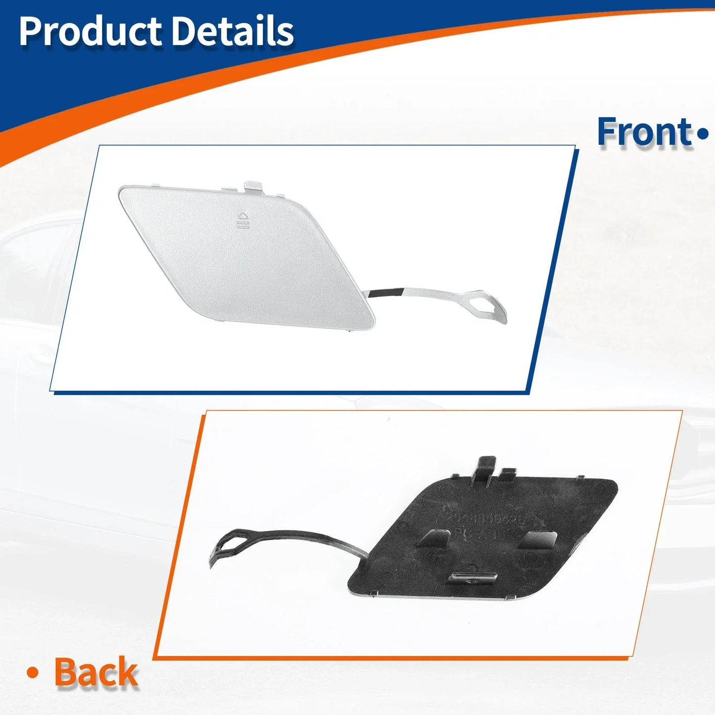 Front Car Bumper Tow Hook Cover for Mercedes-Benz (2012-2015) Silver Tone