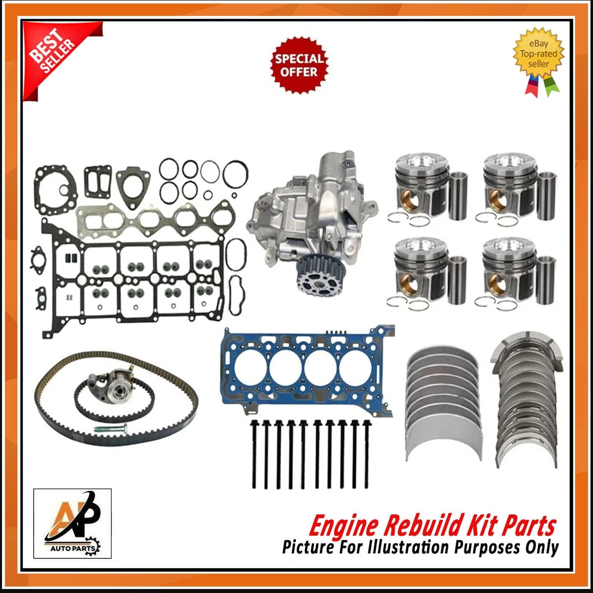 Engine Bearing with Replacement Rebuild Kit Parts for Ford Transit (2017–2023)