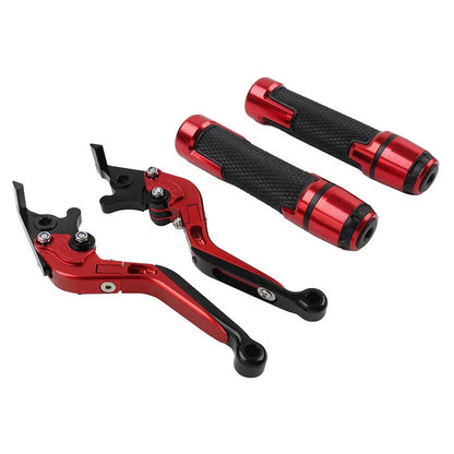 Red Extendable Brake Clutch Levers & Handlebar Grips for Kawasaki ZX1400 (2006-2023)