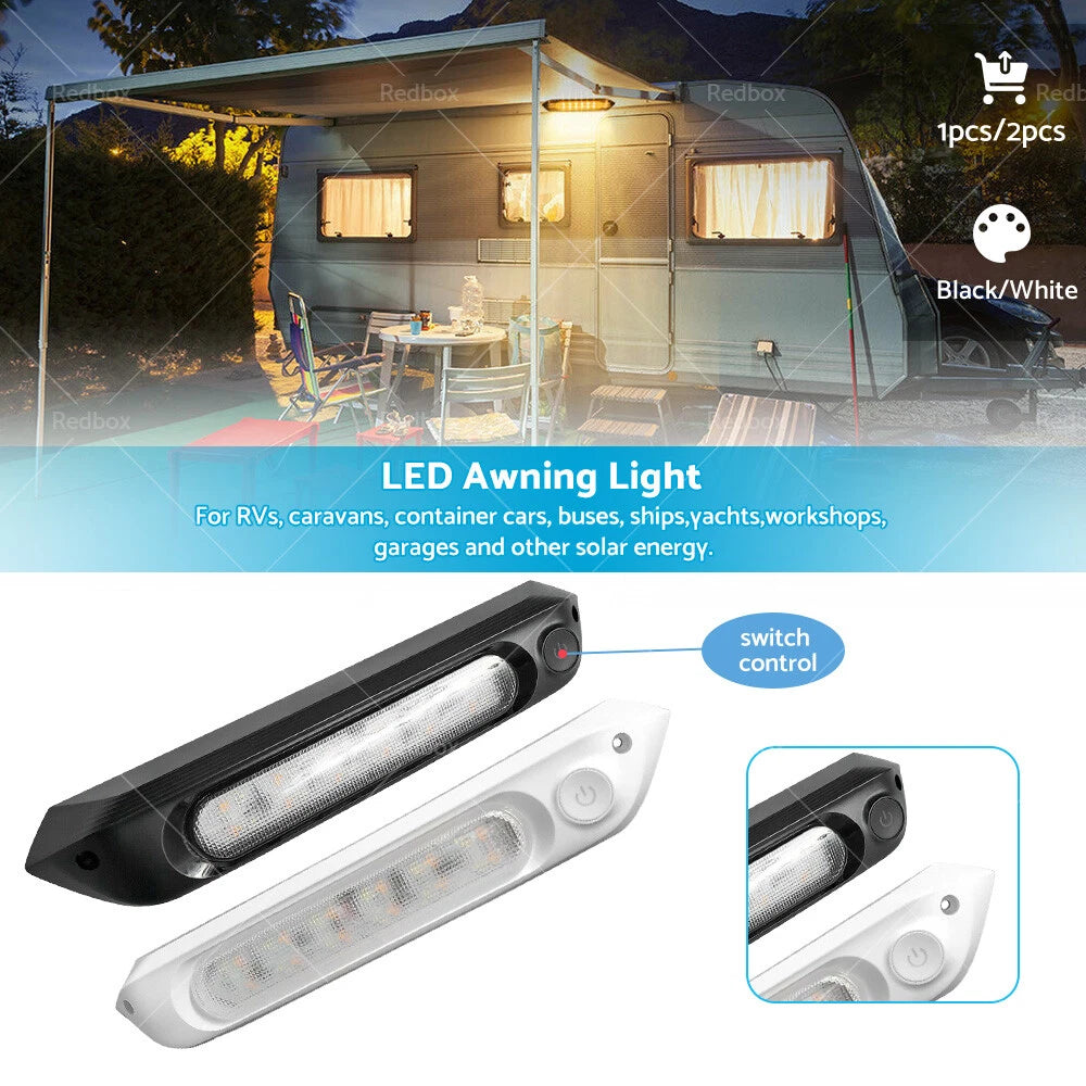 287MM Dual LED Bug Light 12/24V Amber/White Lights for Car Awning