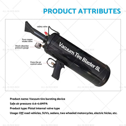 8L Portable Tyre Inflator Bead Seater for Car - Booster Bazooka