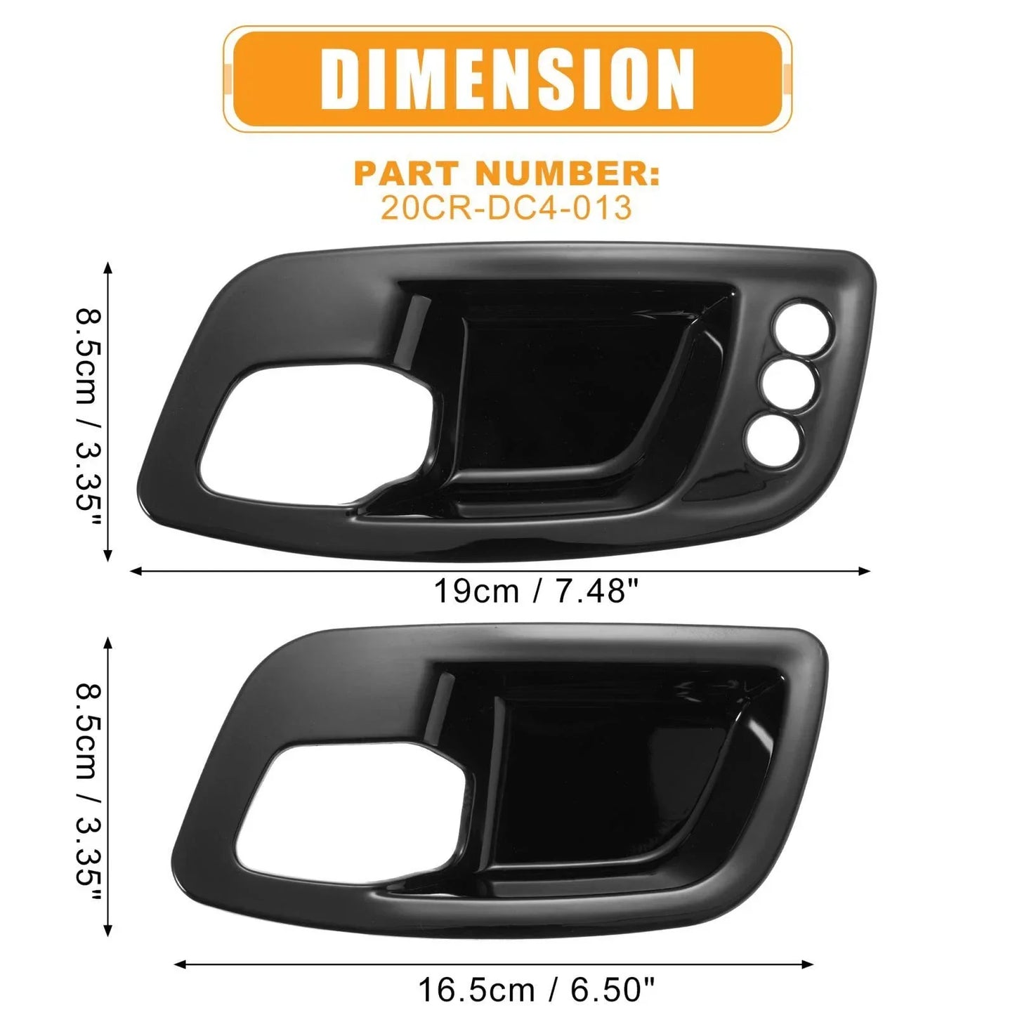 Interior Door Handle Bowl Trim Set for Dodge Charger (2011-2021) Gloss Black