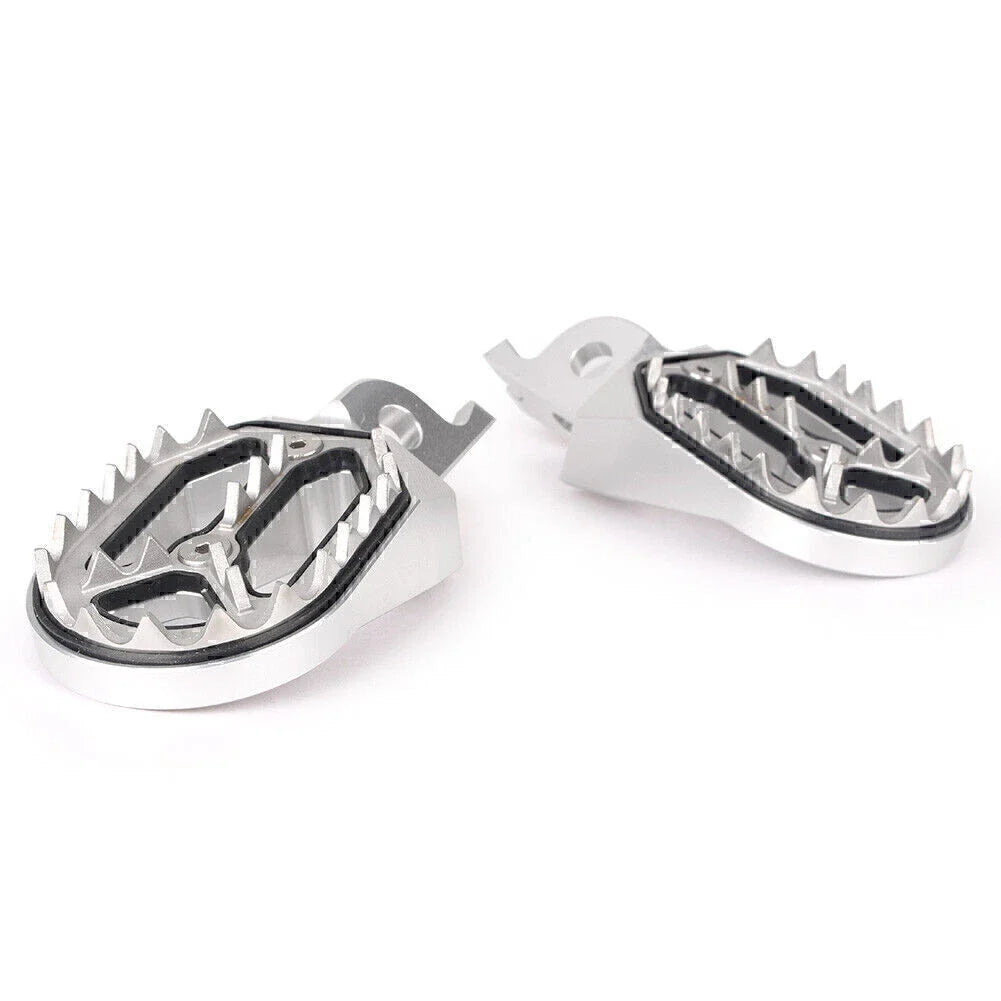 Silver Shark Teeth Racing Foot Pegs for Kawasaki KX250 KX450 (2008-2015)