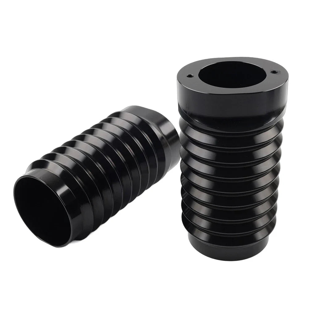 Black Retro Fork Boot Slider Covers for Harley Tour Road Street Tri Glide FLHR (2009-2023)