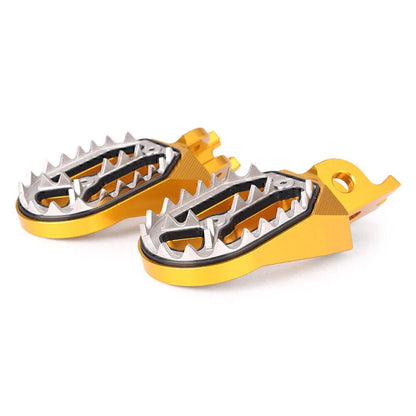 Gold Shark Teeth Racing Foot Pegs for Kawasaki KX250 KX450 (2008-2015)