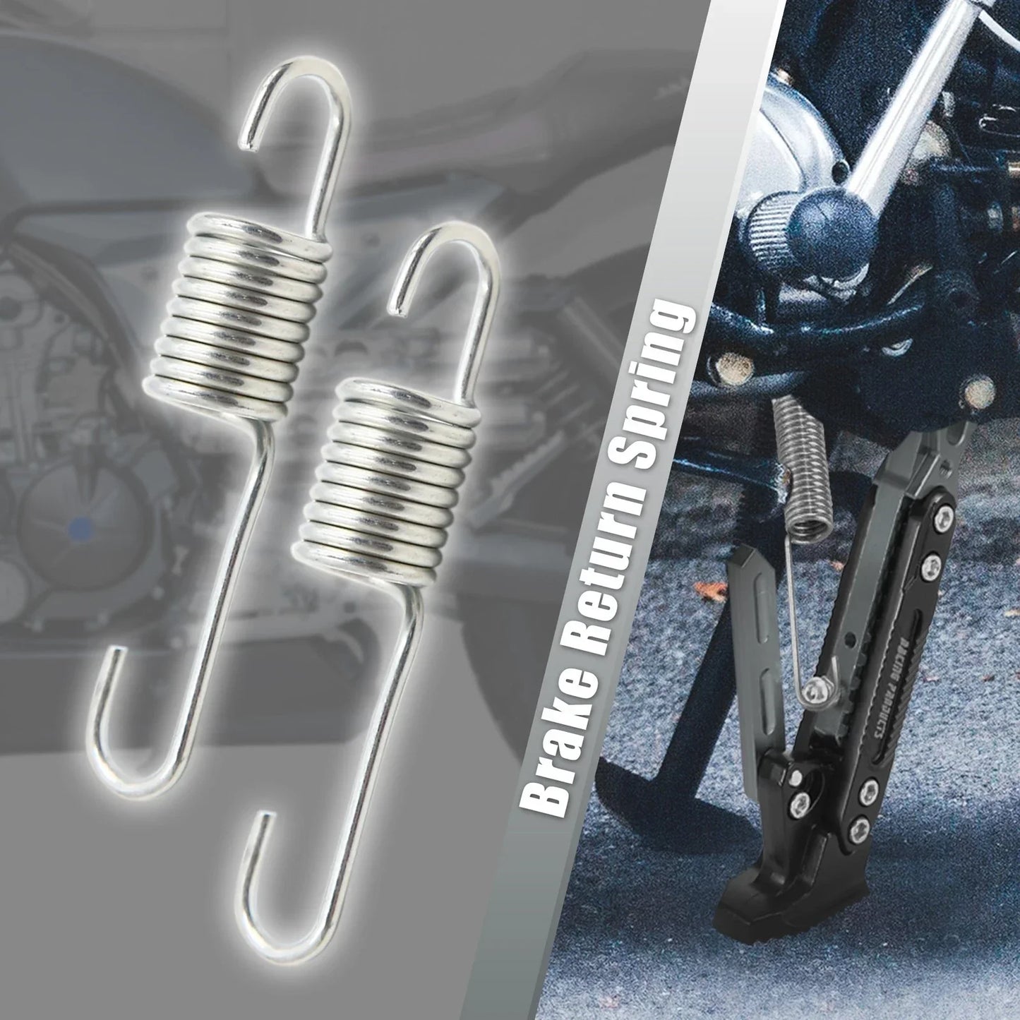 2 x 8cm Silver Tone Metal Motorcycle Brake Pedal Return Spring for Honda CG125