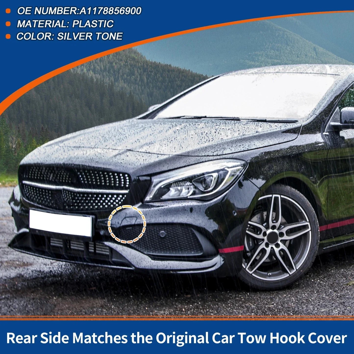 Front Bumper Tow Hook Cover for Mercedes-Benz (2012-2018) Silver Tone