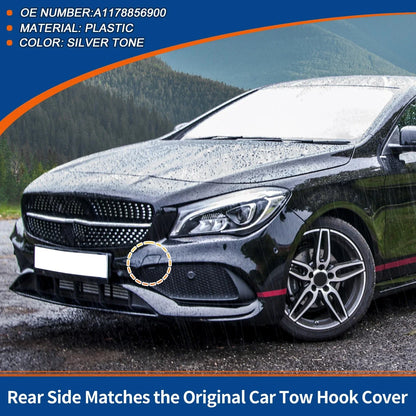 Front Bumper Tow Hook Cover for Mercedes-Benz (2012-2018) Silver Tone
