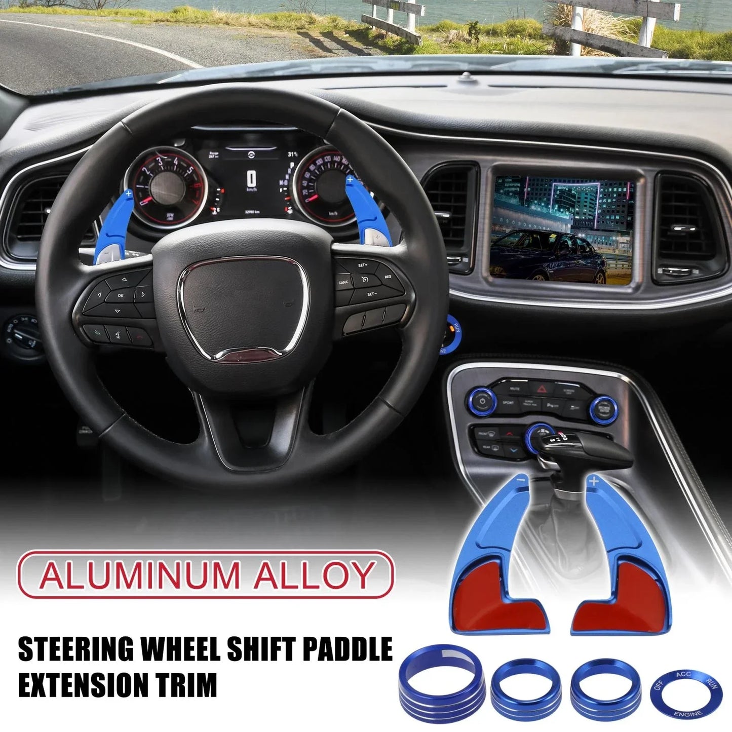 Steering Wheel Shift Paddle Extension Trim Set for Dodge Charger Challenger (2015-2023)