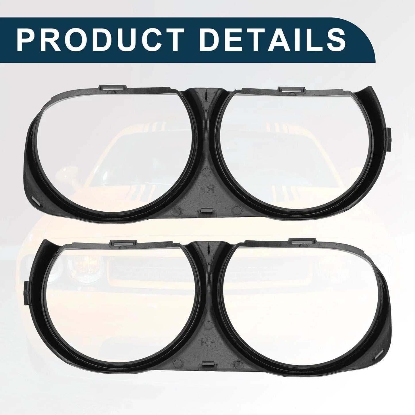Front Headlight Trim Bezel for Dodge Challenger 2008-2014 (2 x)