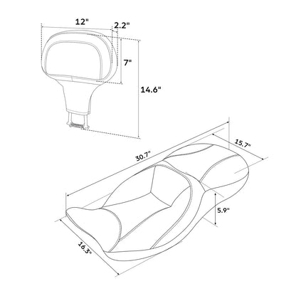 Driver Passenger Seat & Rider Backrest for Harley Road Glide (2009-2023)