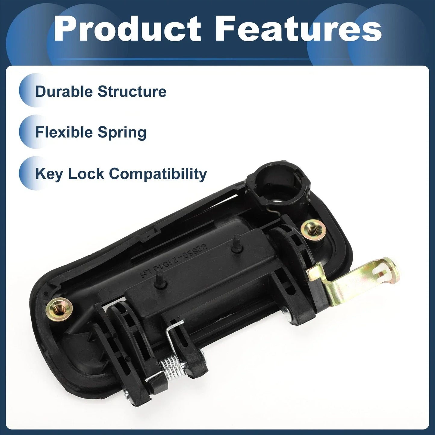 Front Left Exterior Door Handle for Hyundai Excel (1990-1994) - Black, 1 Pcs