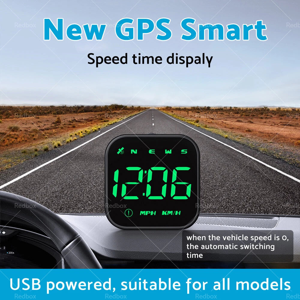 Universal LED Digital GPS Speedometer HUD for Car - Overspeed Alarm