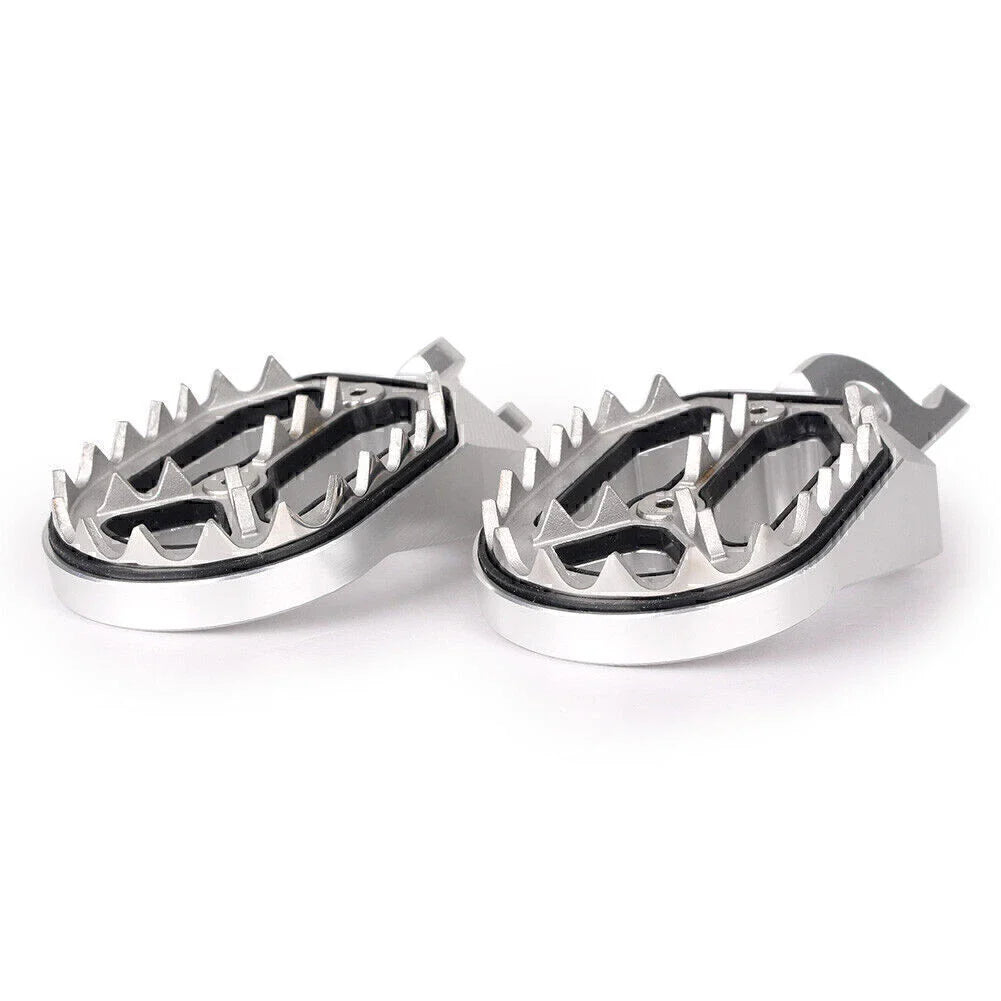 Silver Shark Teeth Racing Foot Pegs for Kawasaki KX250 KX450 (2008-2015)