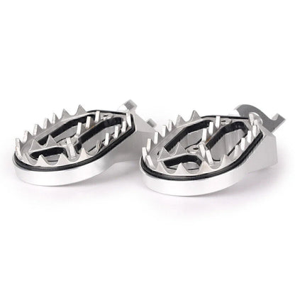 Silver Shark Teeth Racing Foot Pegs for Kawasaki KX250 KX450 (2008-2015)