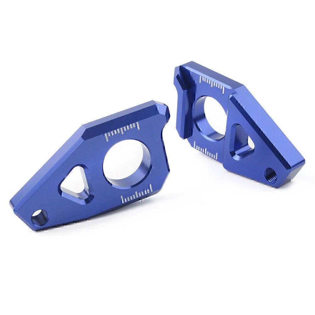 Yamaha YZF FZ8 FZ1 TMAX Blue Motorcycle Axle Spindle Chain Adjuster Blocks