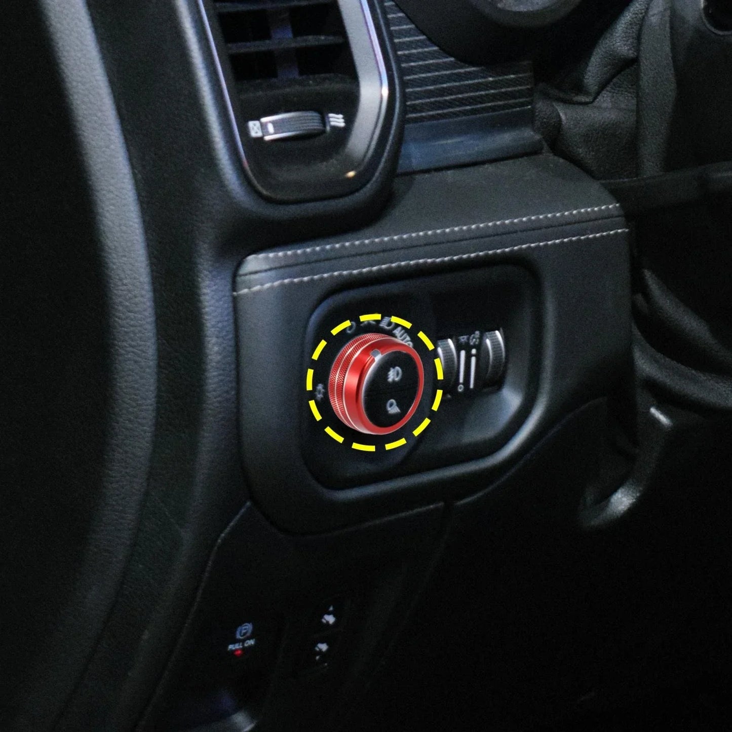 Headlight Switch Button Knob Trim Cover for Dodge Ram 2010-2017 Red
