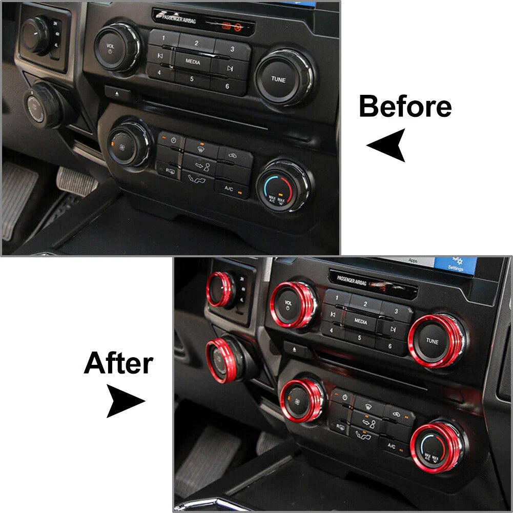 Air Conditioner Switch Knob Trim for Ford F150 XLT (2015-2020) Silver