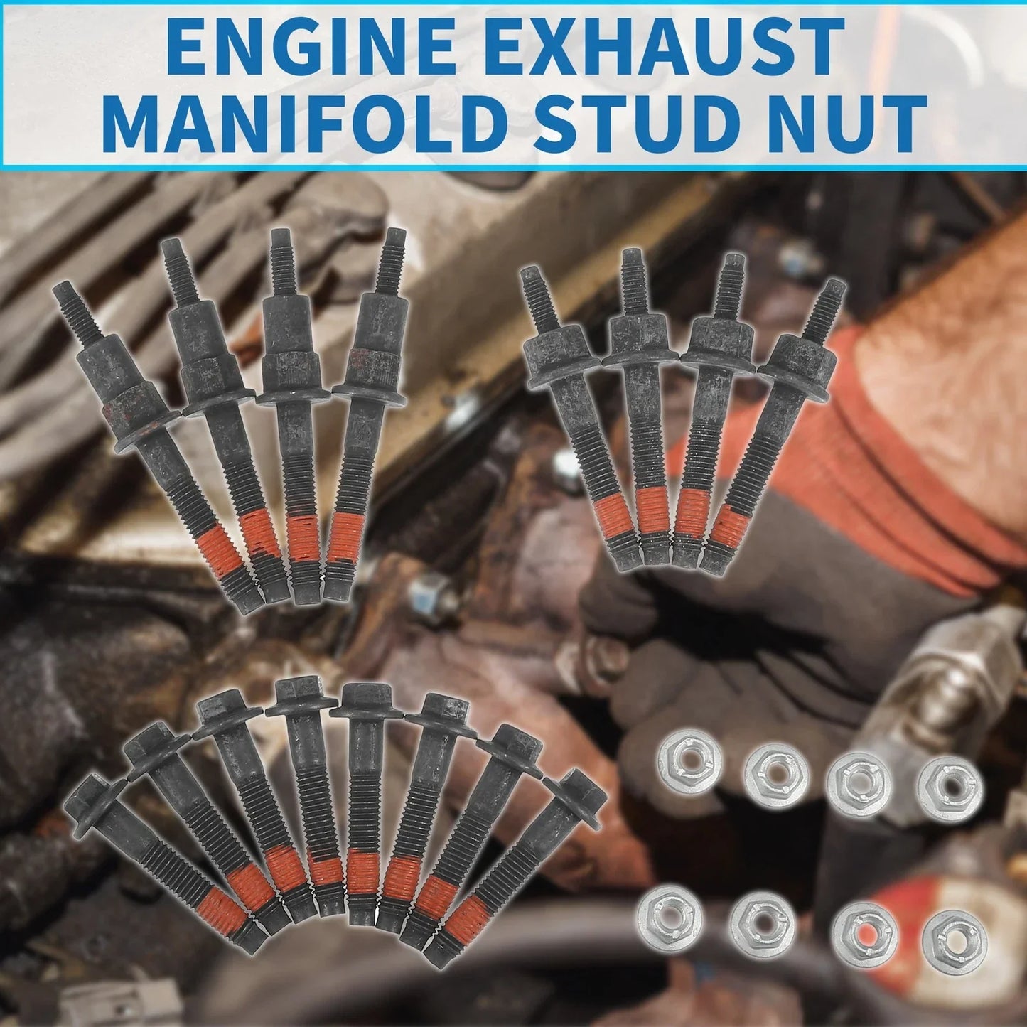 Exhaust Manifold Stud Bolt Nut Kit 24 x for Dodge Jeep