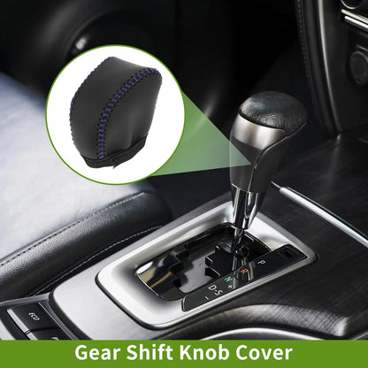 Lexus NX250 Gear Shift Knob Cover 2 x Black Blue Faux Leather (2022-2023)