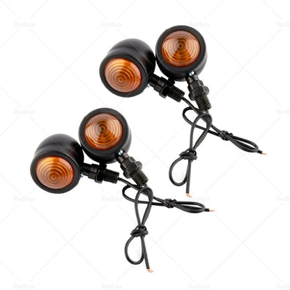4 x Black Motorcycle Amber Bullet Turn Signal Blinkers for Universal Fit