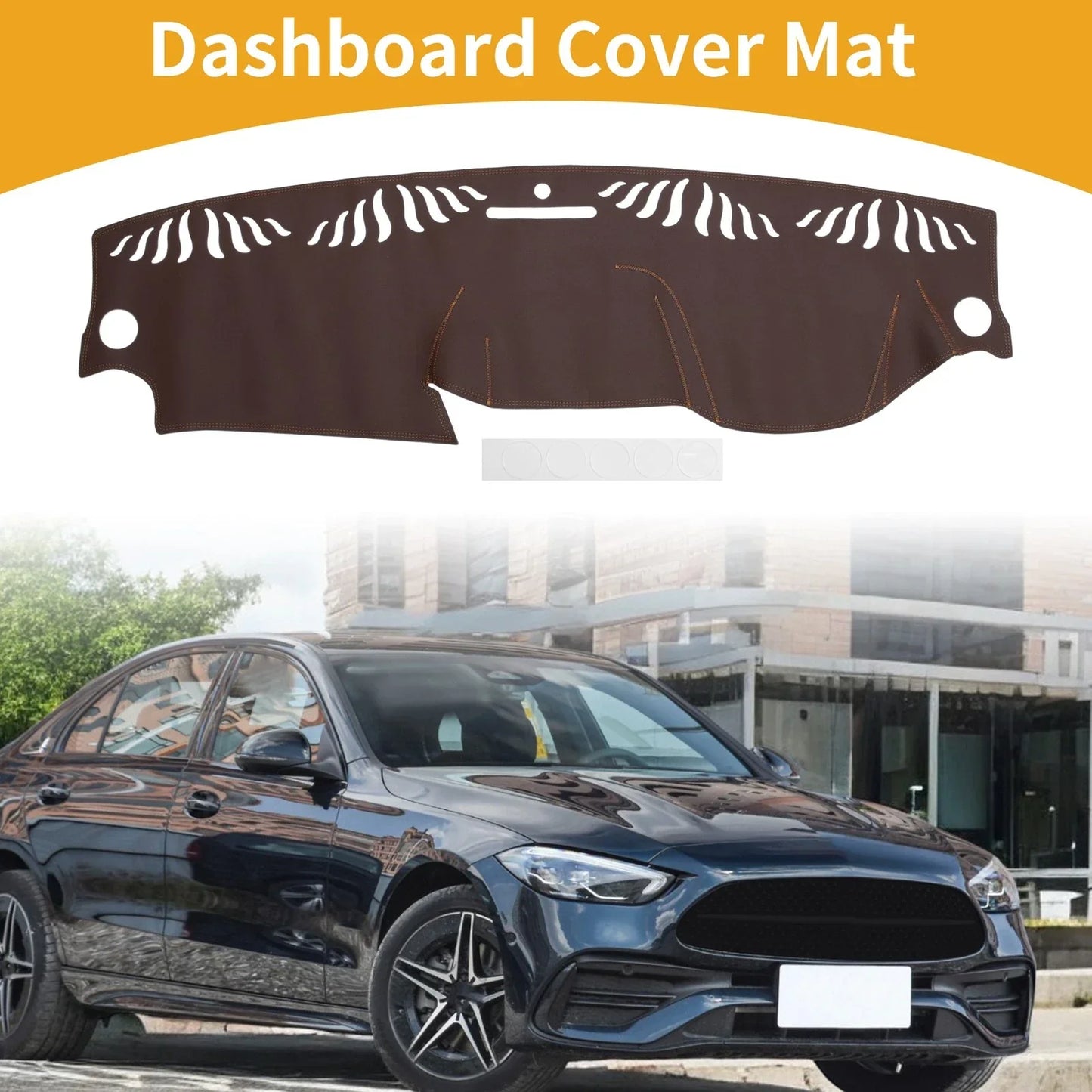 Dashboard Cover Mat for Mercedes-Benz C-Class 2011-2013 Brown