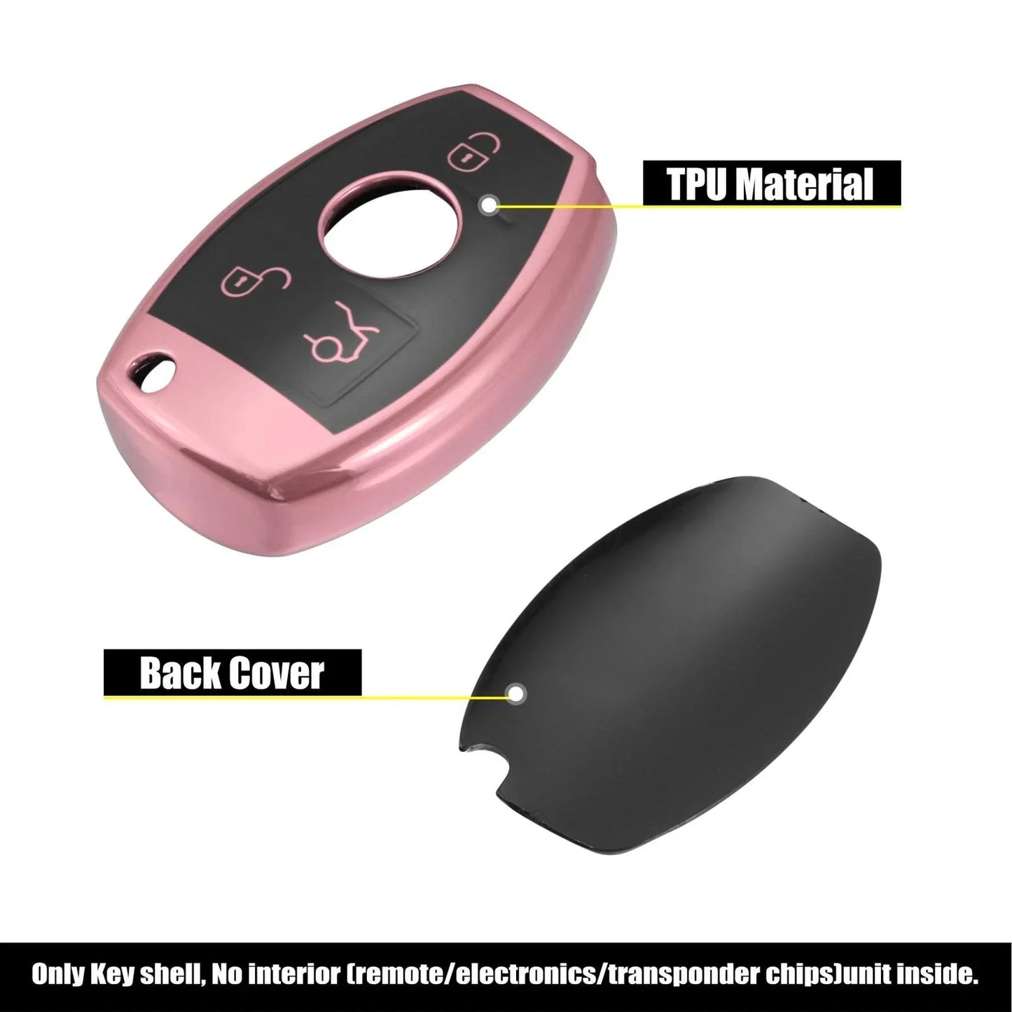 Key Fob Cover Case with Keychain Pink for Mercedes Benz C E S M CLS