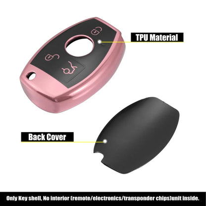 Key Fob Cover Case with Keychain Pink for Mercedes Benz C E S M CLS