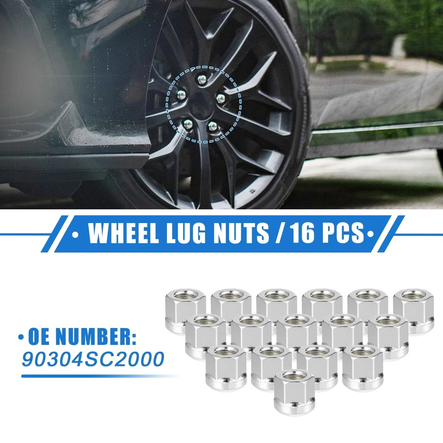 16 Pcs M12x1.5 Wheel Lug Nuts for Honda Accord, Insight, Civic, CRX (2000-2005)