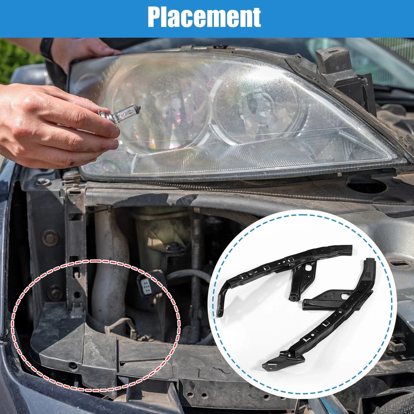 Driver & Passenger Side Headlight Support Mount Bracket for Honda Civic (2006-2011)