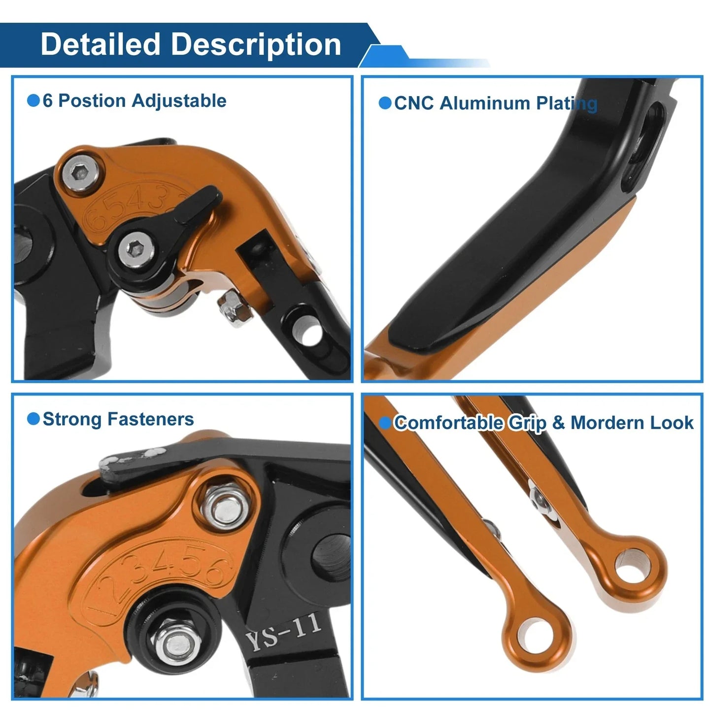 Adjustable Brake Clutch Levers for Honda X11 1999-2002 - Orange & Black