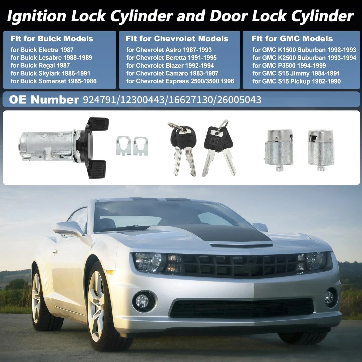 Ignition Lock Cylinder & Door Lock for Chevrolet Camaro (No. 924791)