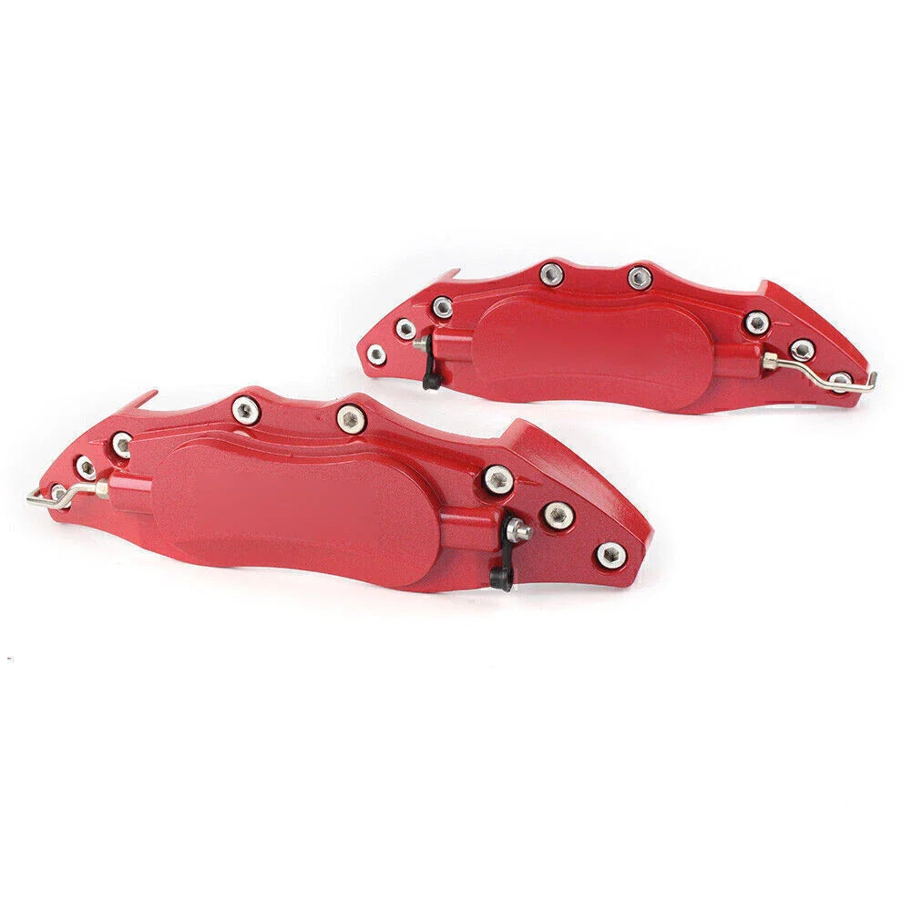 Red 3D Metal Brake Caliper Covers for Universal Car (Fits Most Models)
