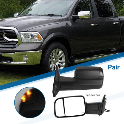 Tow Mirrors for Dodge Ram 1500 2013-2018 with Turn Signal Light - 1 Pair