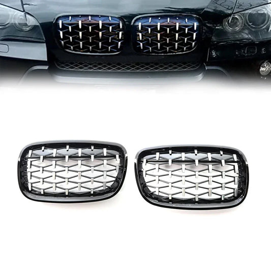 Black & Chrome Front Bumper Kidney Grille for BMW X5 E70, X6 E71 (2007-2013)