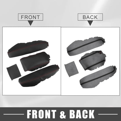 Black Armrest Protector Cover Pad with Red Stitches for Honda Civic (2016-2021)