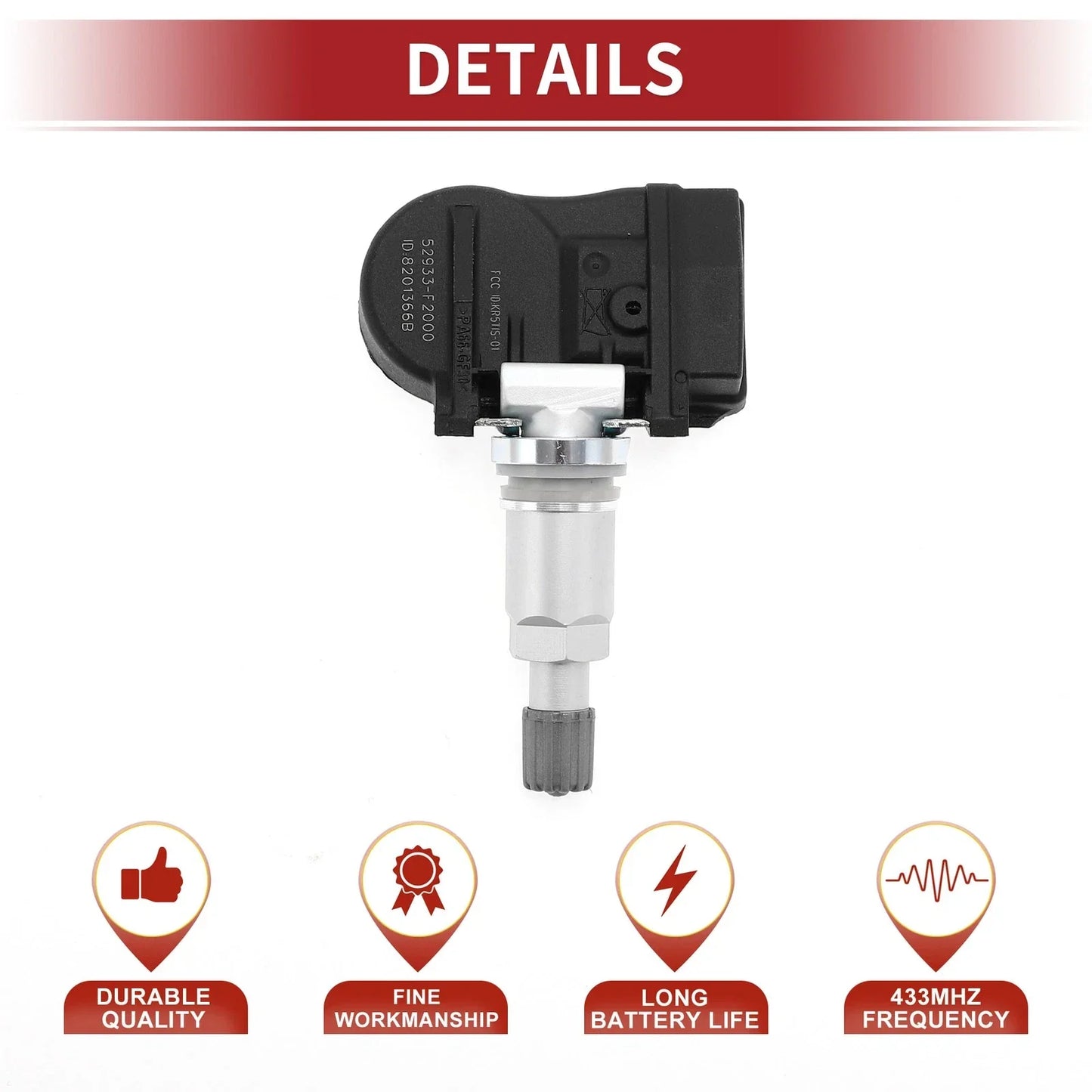 Tire Pressure Sensor for Hyundai Elantra 2017-2024 1 x 433MHz